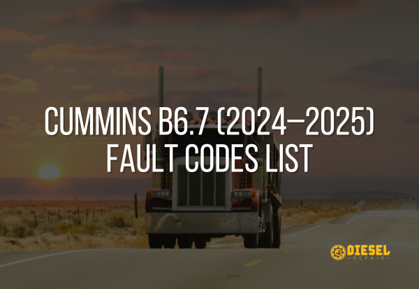Exploded view interface for selecting Cummins B6.7 2024–2025 fault code categories in Diesel Repair.