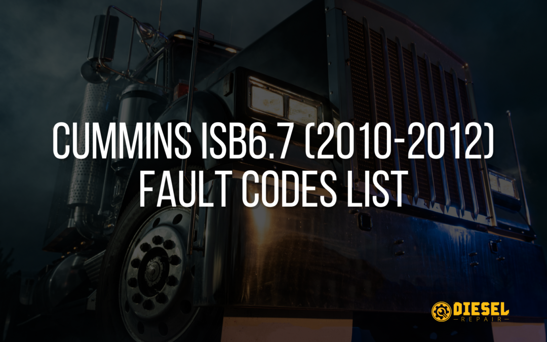 Cummins ISB6.7 (2010–2012) engine fault code list for medium-duty trucks and buses.
